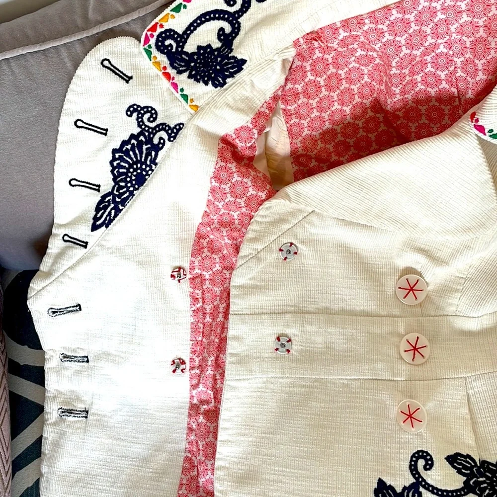ANTHROPOLOGIE embroidered corduroy jacket blazer - Picture 11 of 13